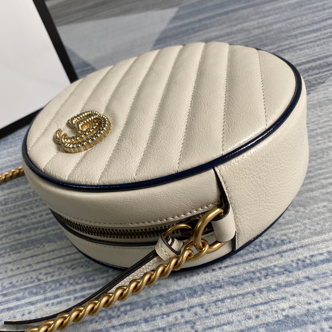 Marmont Mini Round Shoulder Bag 550154 White